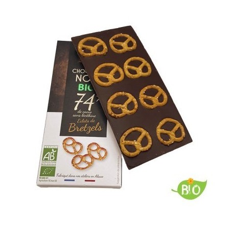 Tablette chocolat noir et bretzels BIO - 100g