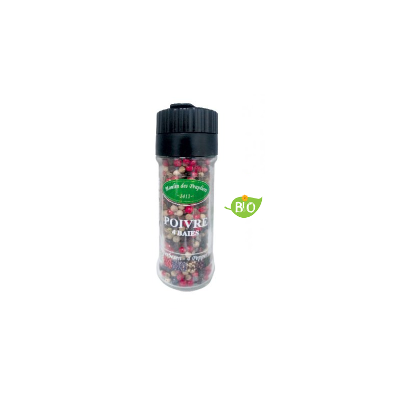Poivre aux 4 baies Bio en moulin - 40g