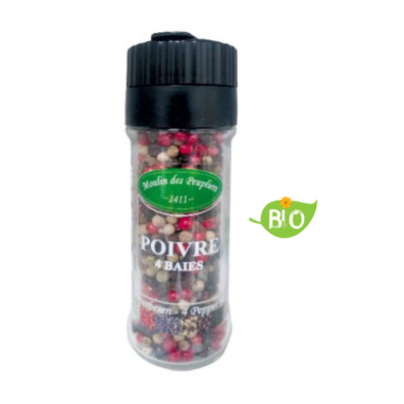 Poivre aux 4 baies Bio en moulin - 40g